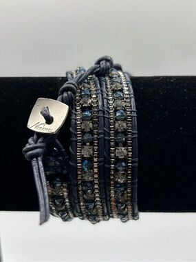 Nakamol Navy Multi-Strand Crystal Wrap Bracelet